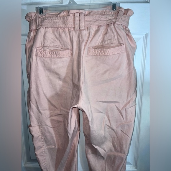 Anthropologie ELEVENSES Romy Paper Bag Waist Linen Blend Pants Pink Sz S - Picture 12 of 15